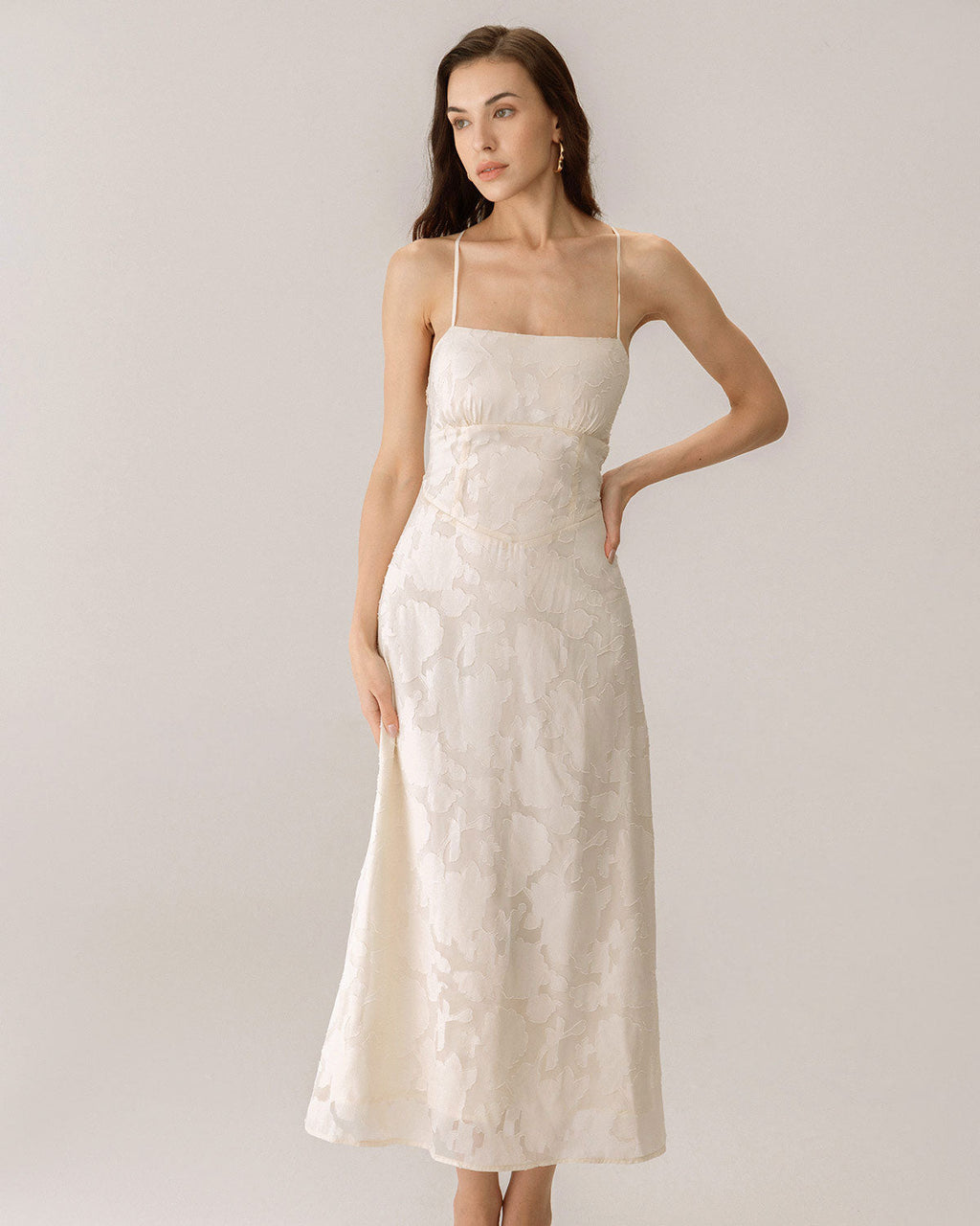Ava Women's Maxi Dress | Jacquard Corset, Apricot