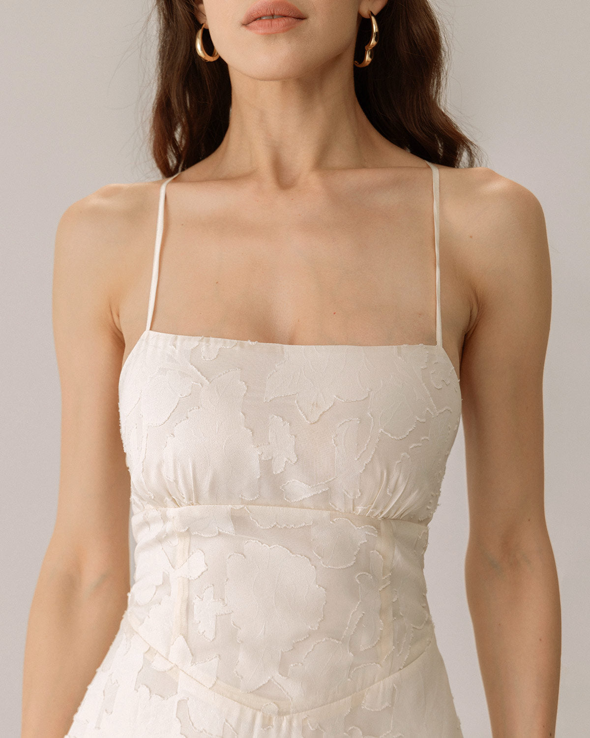Ava Women's Maxi Dress | Jacquard Corset, Apricot
