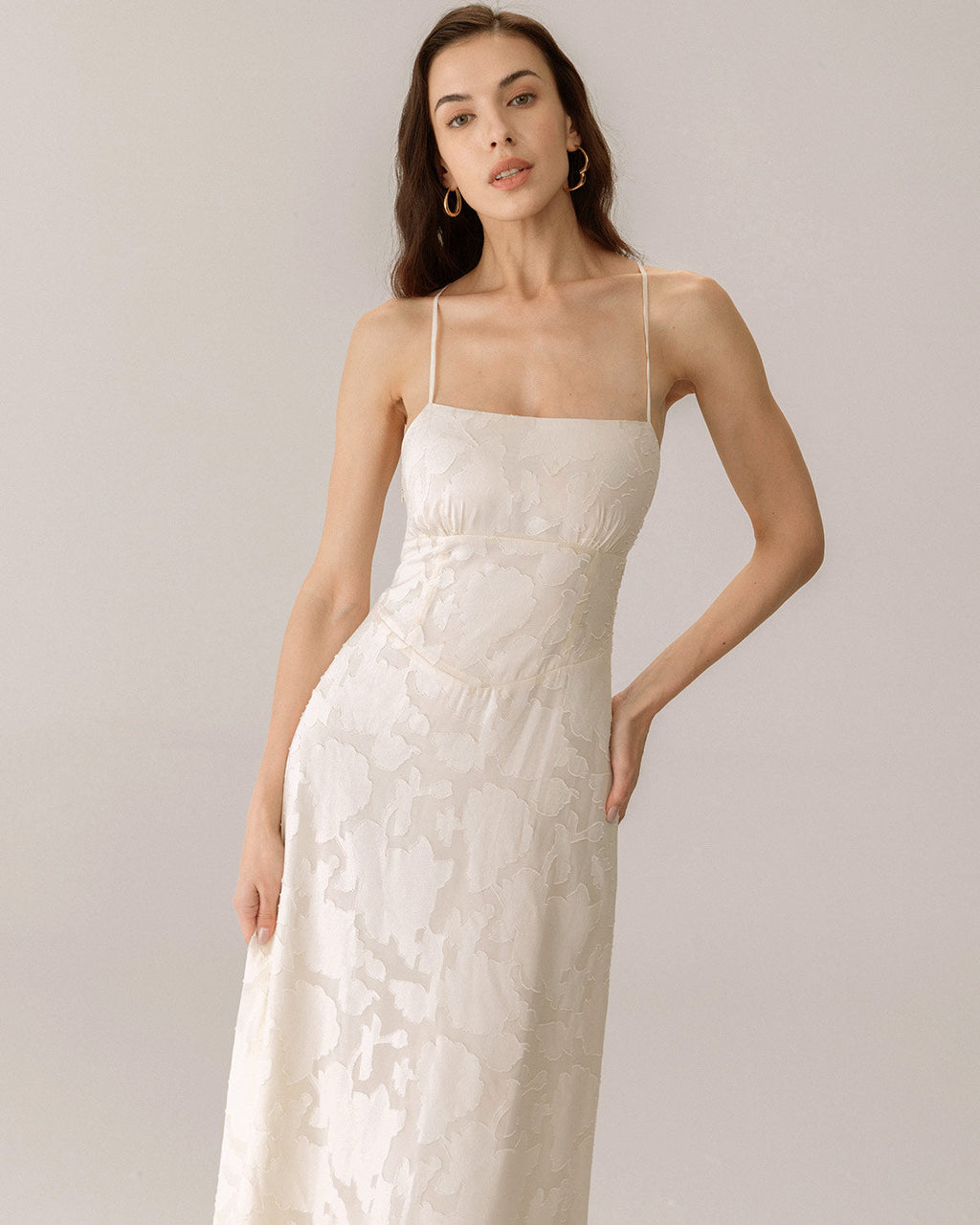 Ava Women's Maxi Dress | Jacquard Corset, Apricot