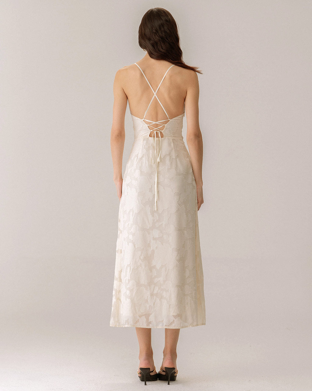 Ava Women's Maxi Dress | Jacquard Corset, Apricot