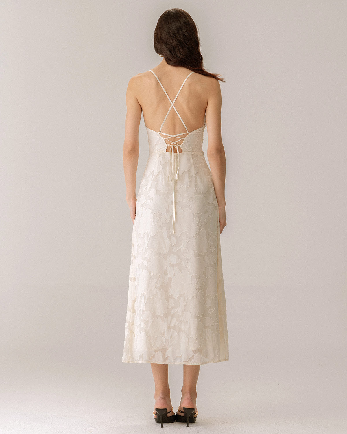Ava Women's Maxi Dress | Jacquard Corset, Apricot