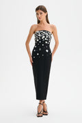 Ava Women's Strapless Midi Dress | Ombre Embellishment, Black 0
