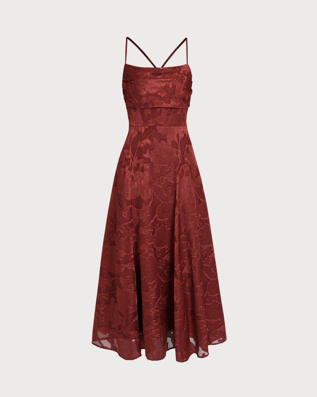 Bela Women's Maxi Dress | Floral Jacquard, Square Neck, A-Line