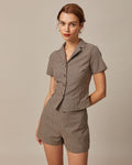 Bella Women's Blouse | Cotton Gingham, Slim Fit Short Sleeve