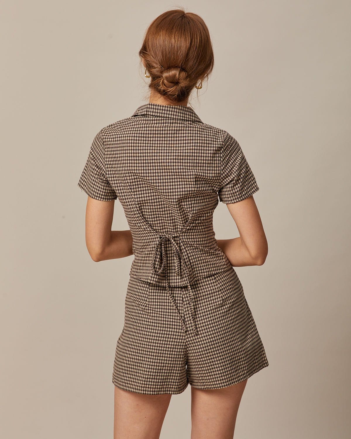 Bella Women's Blouse | Cotton Gingham, Slim Fit Short Sleeve