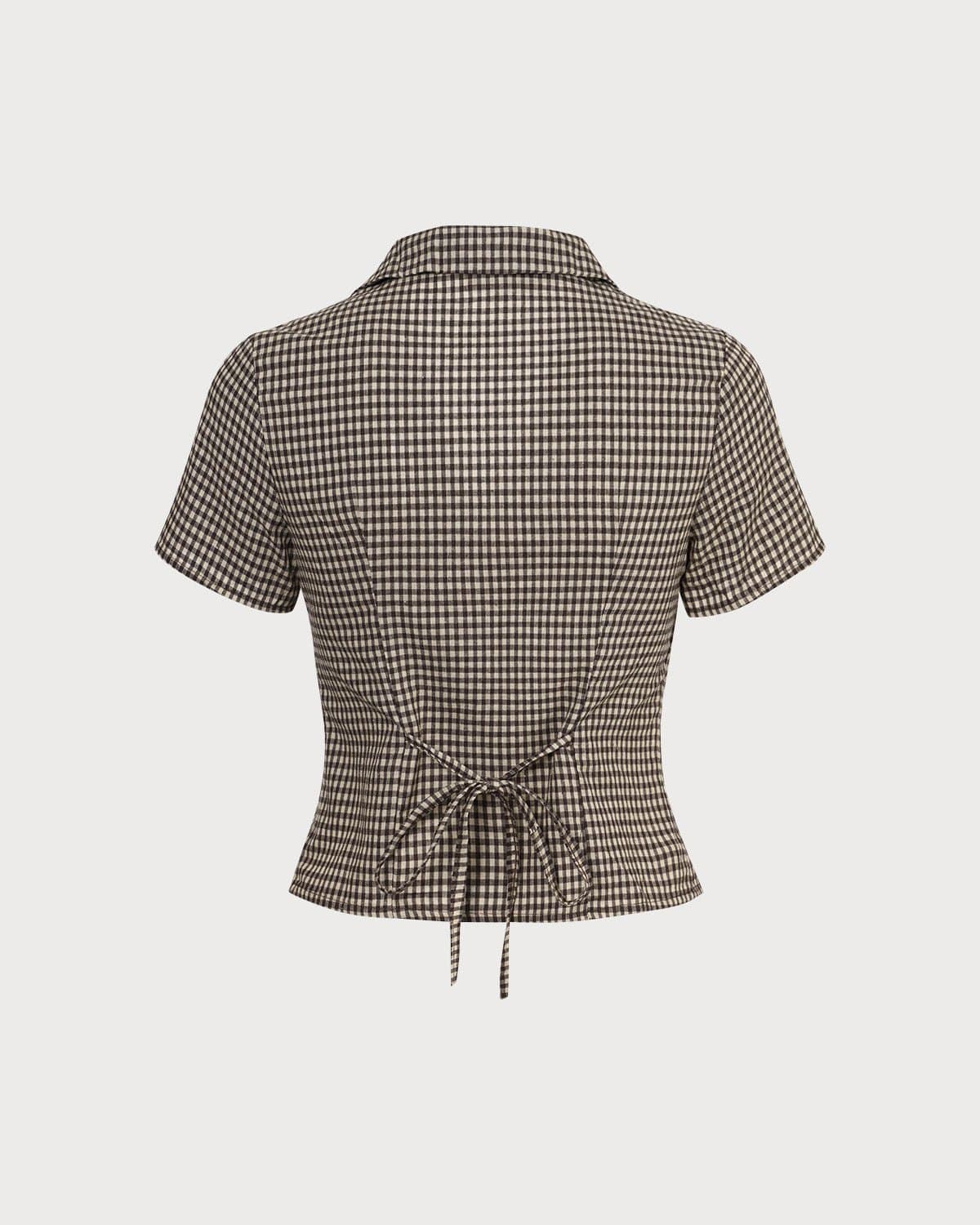 Bella Women's Blouse | Cotton Gingham, Slim Fit Short Sleeve