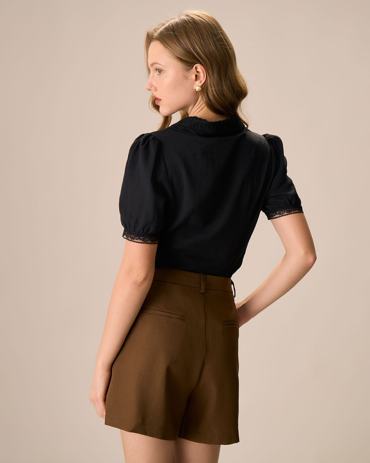 Bella Women's Blouse | Cotton, Chelsea Collar with Lace Trim