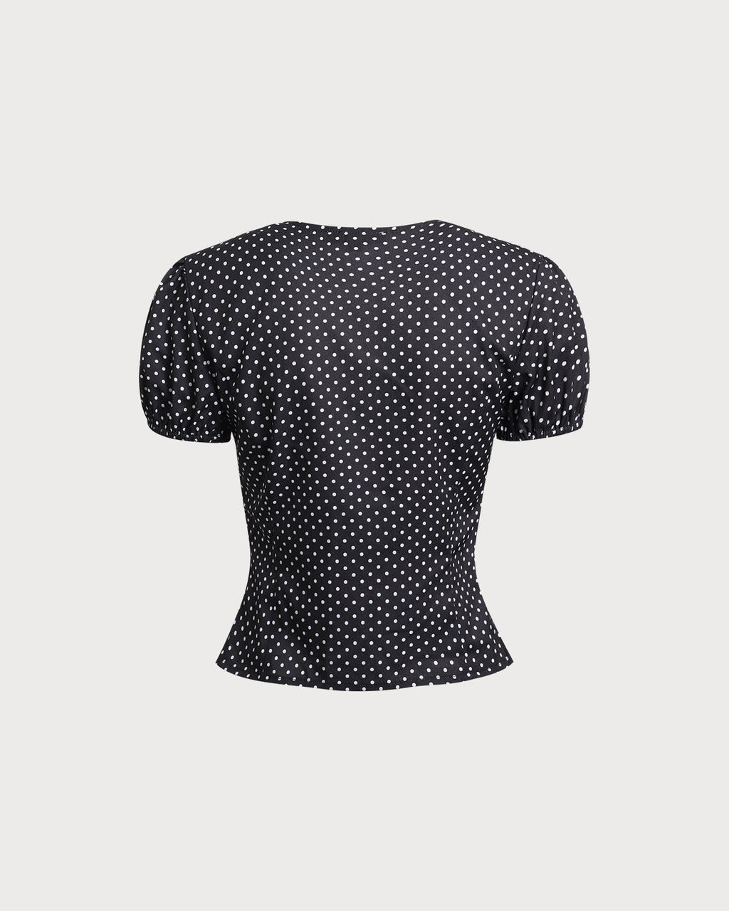 Bella Women's Blouse | Polka Dot with Lace Trim, Puff Sleeve Top