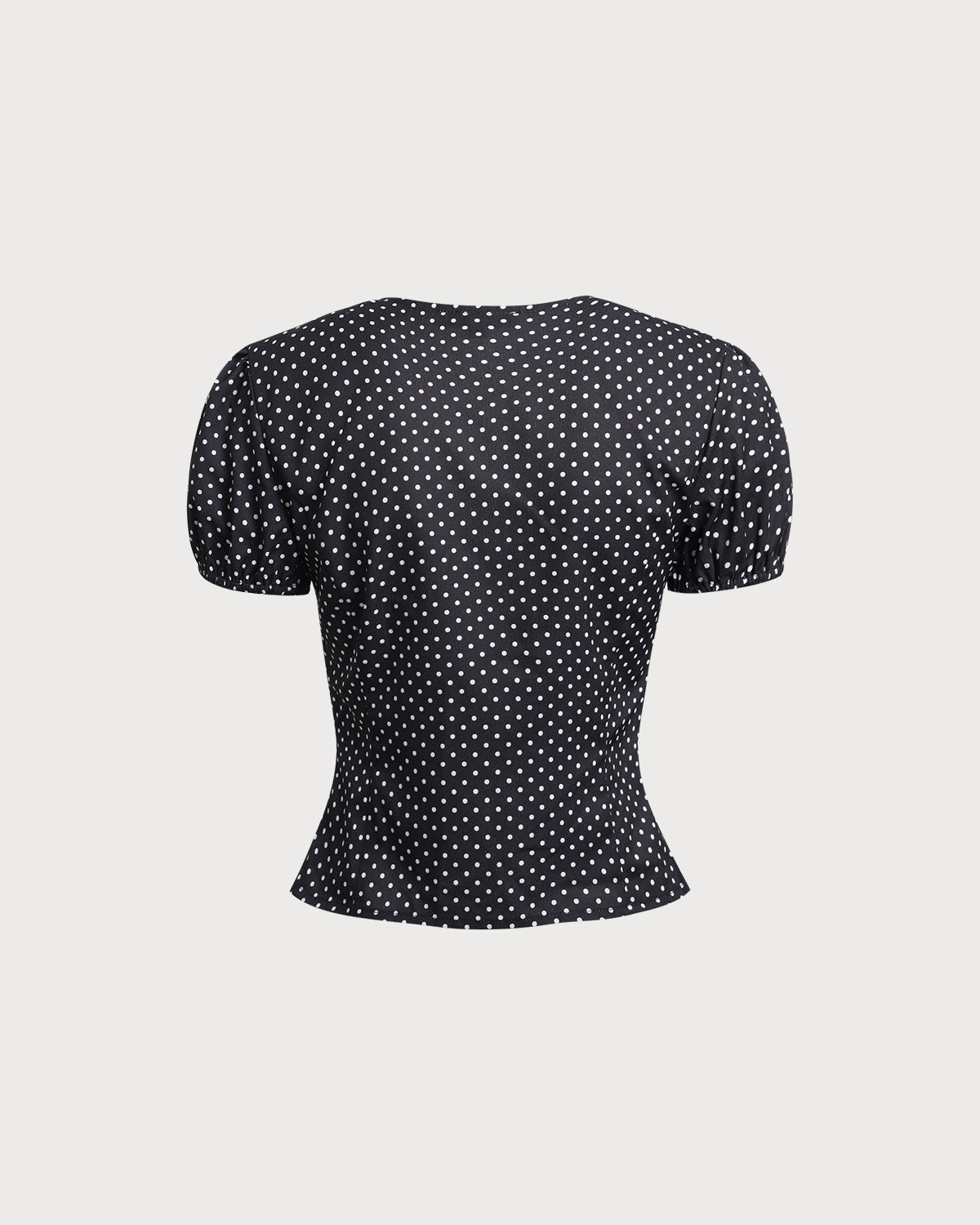 Bella Women's Blouse | Polka Dot with Lace Trim, Puff Sleeve Top