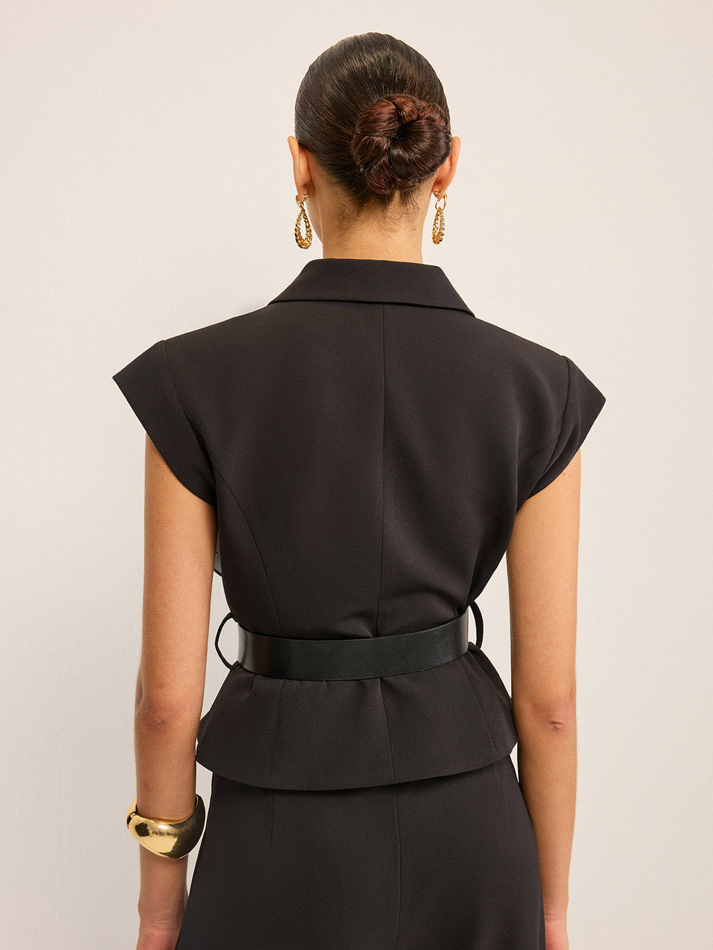 Bella Women's Vest | Woven Fabric, Peplum Silhouette, Metal Buckle