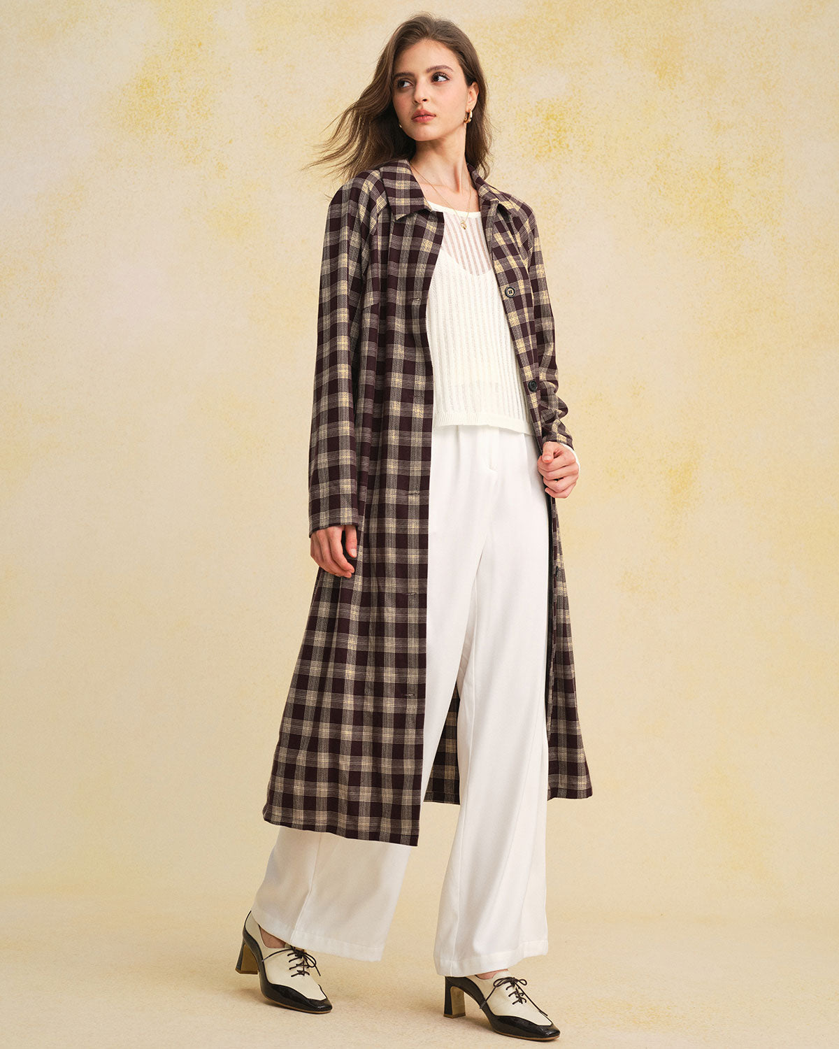 Brayden Men's Coat | Brown Plaid, Long Raglan Sleeves