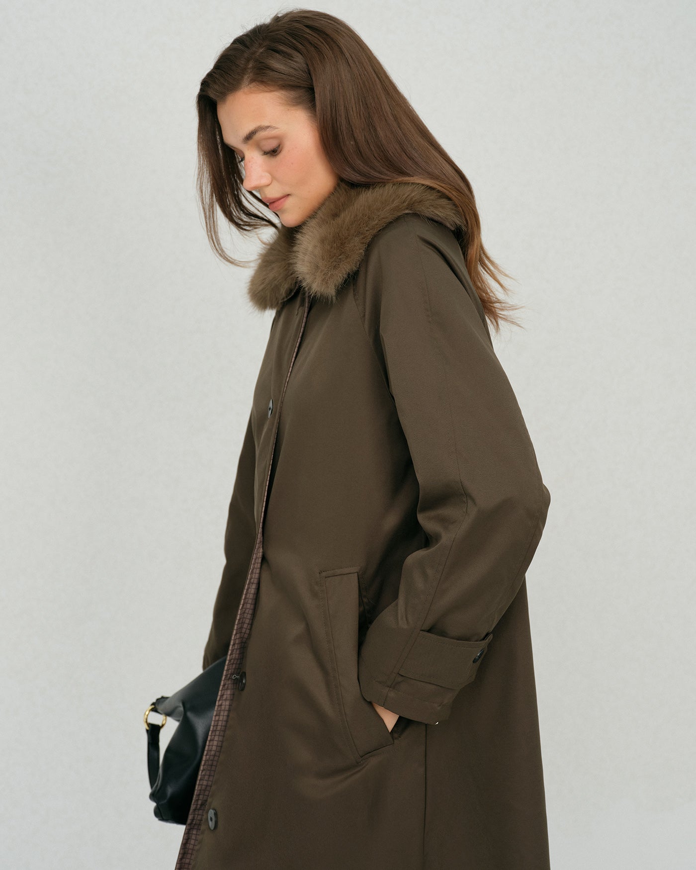 Briella Women's Winter Coat | Reversible Faux Fur Collar, Loose Fit