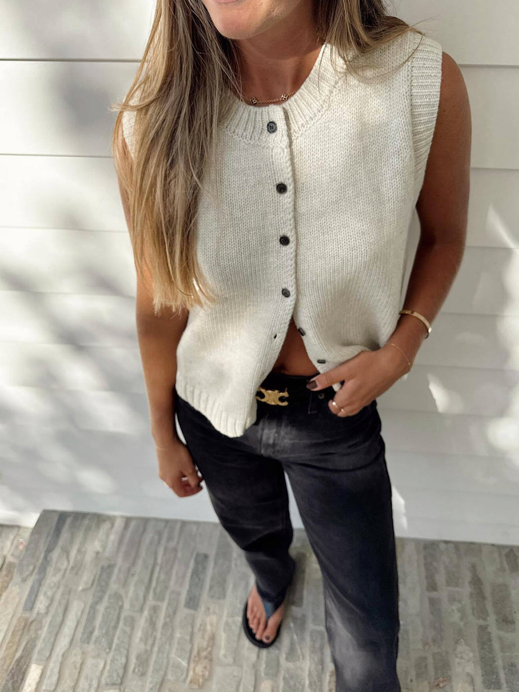 Caden Men's Sweater Vest | Knit Button-Up, Medium Stretch