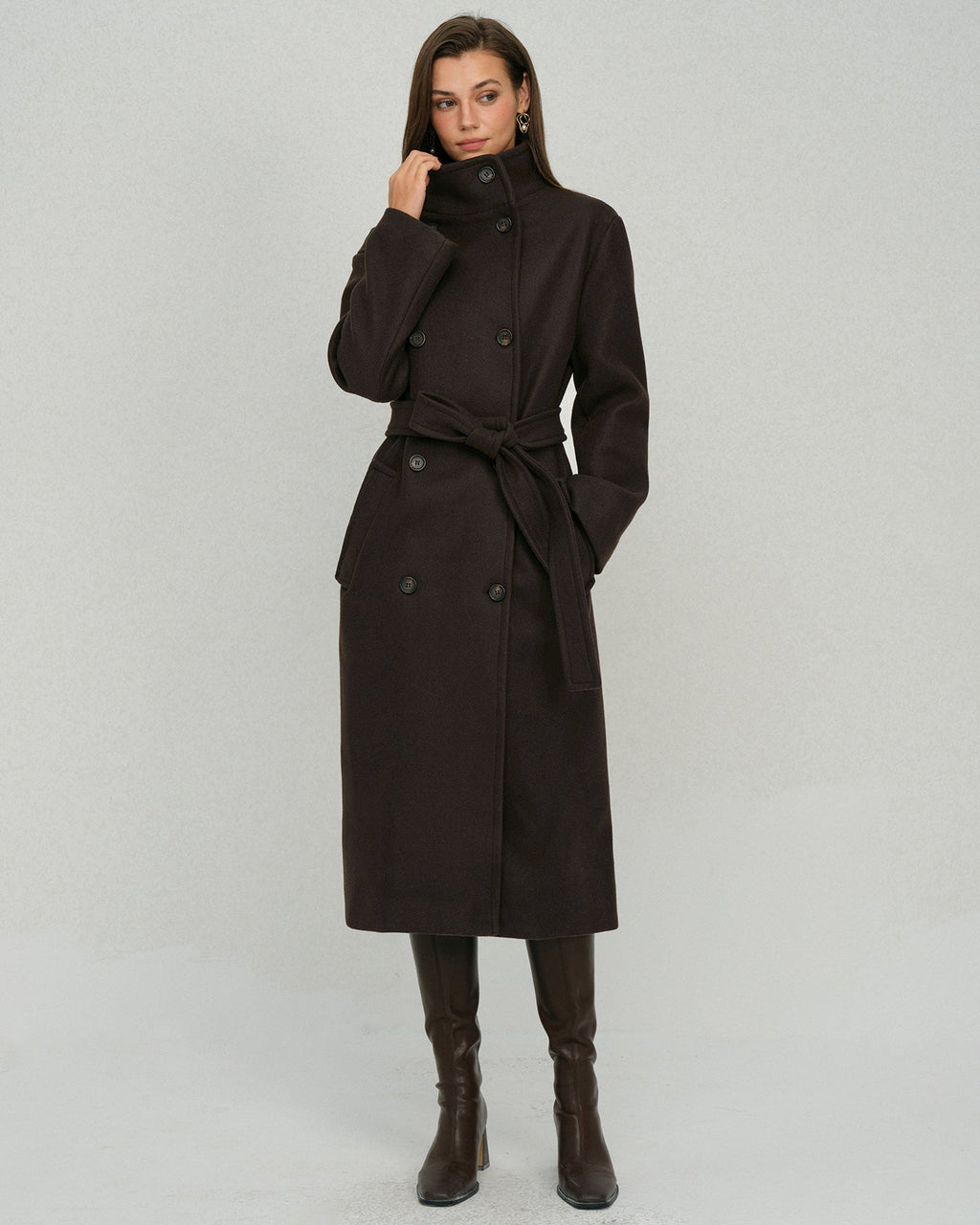 Caden Women's Trench Coat | 100% Polyester, Belted with Pockets
