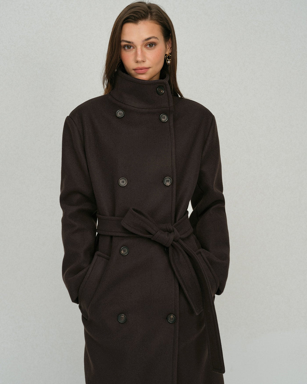 Caden Women's Trench Coat | 100% Polyester, Belted with Pockets
