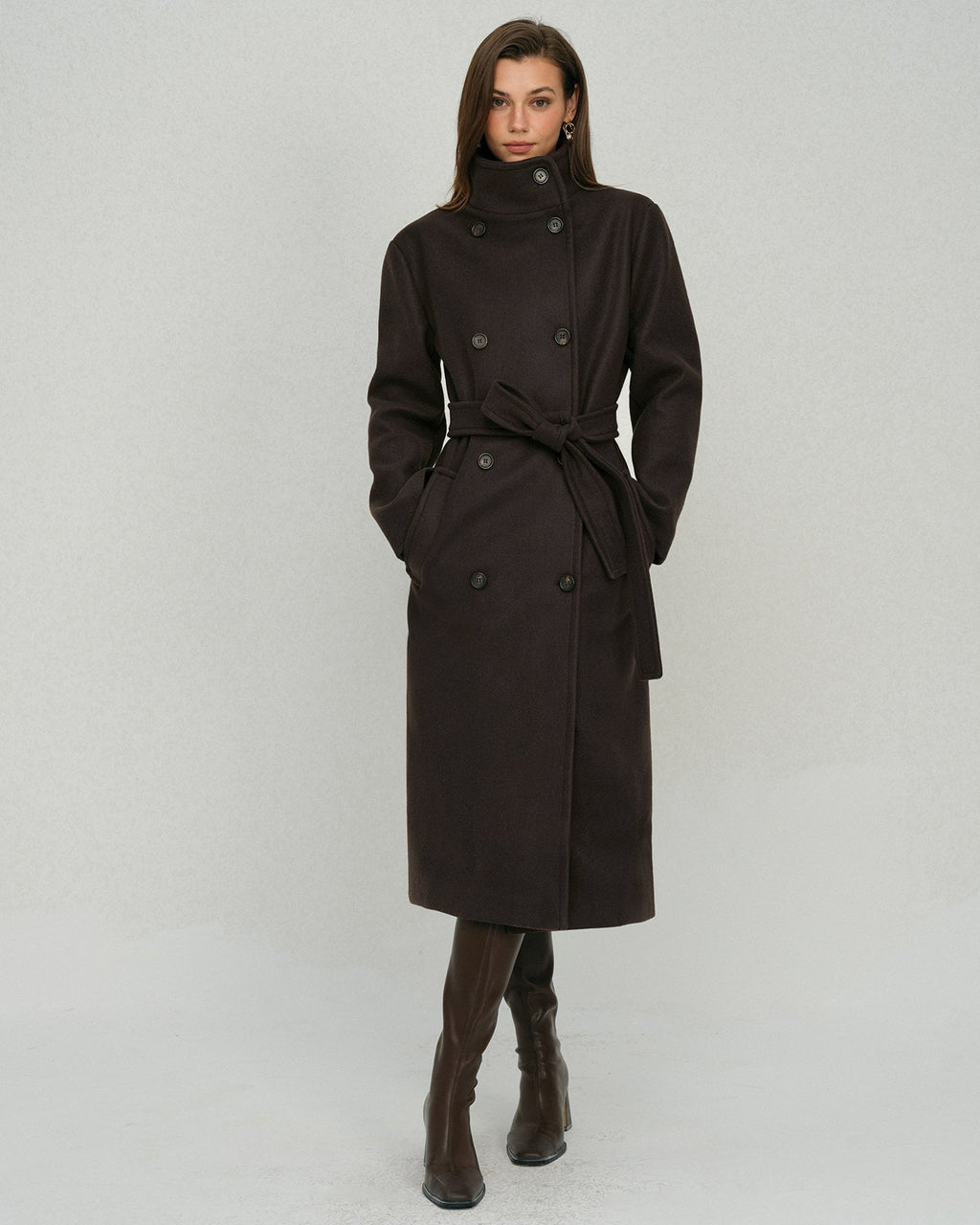 Caden Women's Trench Coat | 100% Polyester, Belted with Pockets