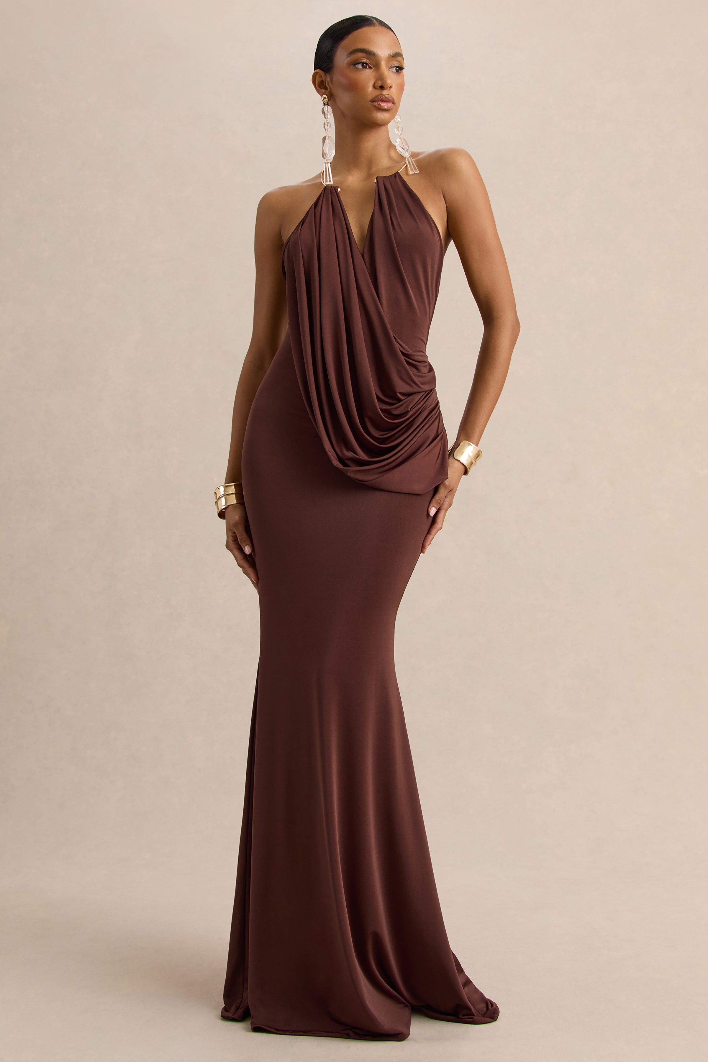 Celia Women's Maxi Dress | Premium Disco Jersey, Halter Neck