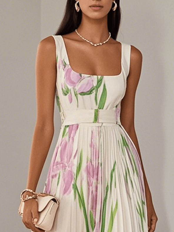 Celine Women's Maxi Dress | Lightweight Chiffon, Pleated A-Line 1