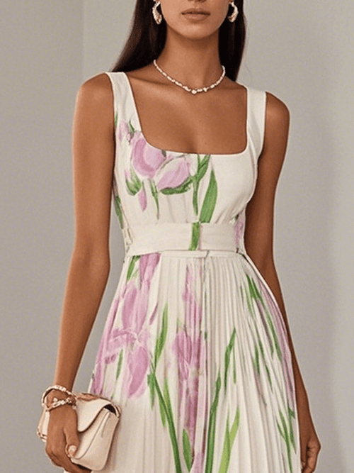 Celine Women's Maxi Dress | Lightweight Chiffon, Pleated A-Line 1