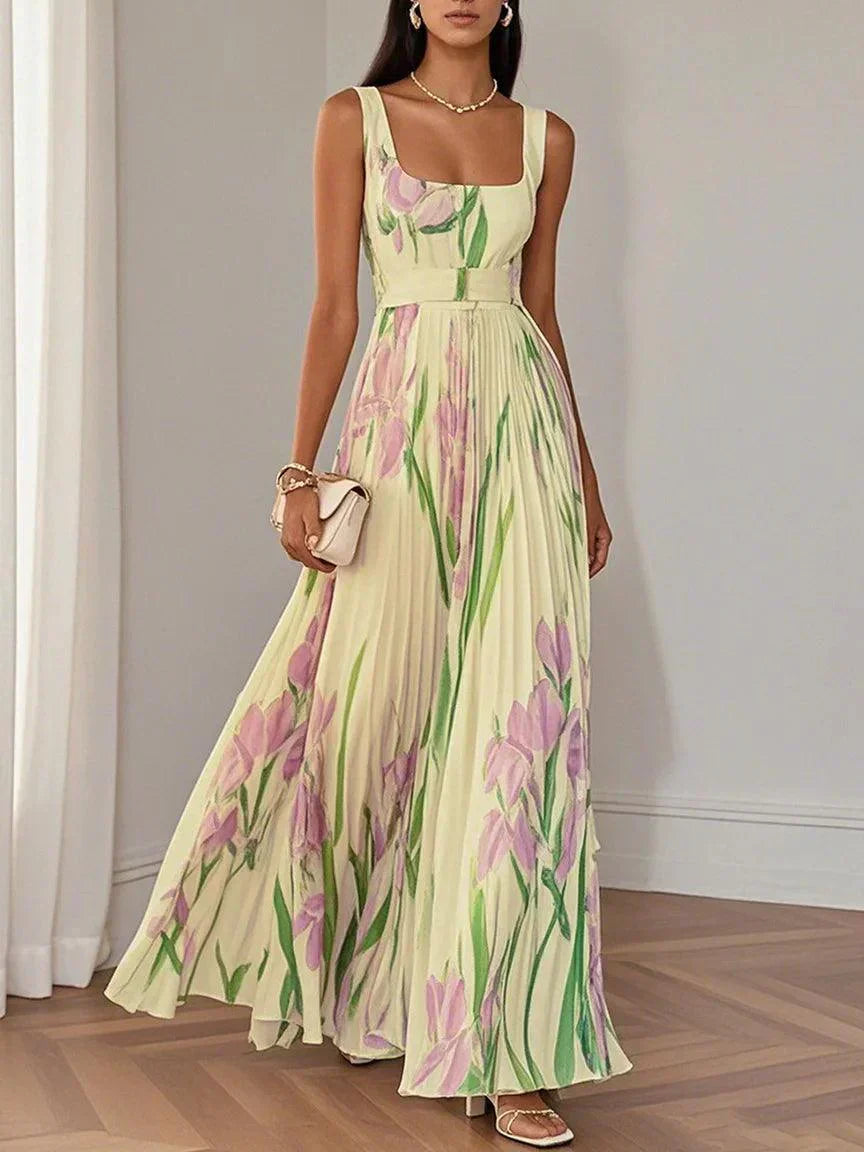 Celine Women's Maxi Dress | Lightweight Chiffon, Pleated A-Line 6