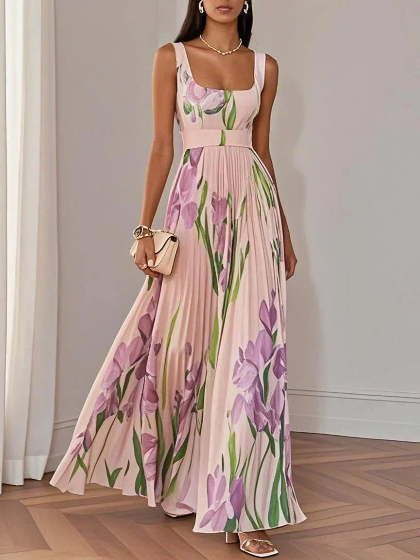 Celine Women's Maxi Dress | Lightweight Chiffon, Pleated A-Line 7