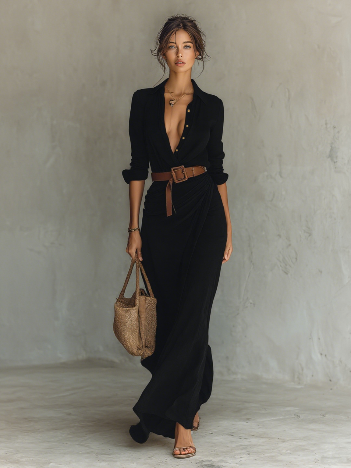 Clara Women's Maxi Dress | Cotton Tencel Blend, Belted Elegance 6