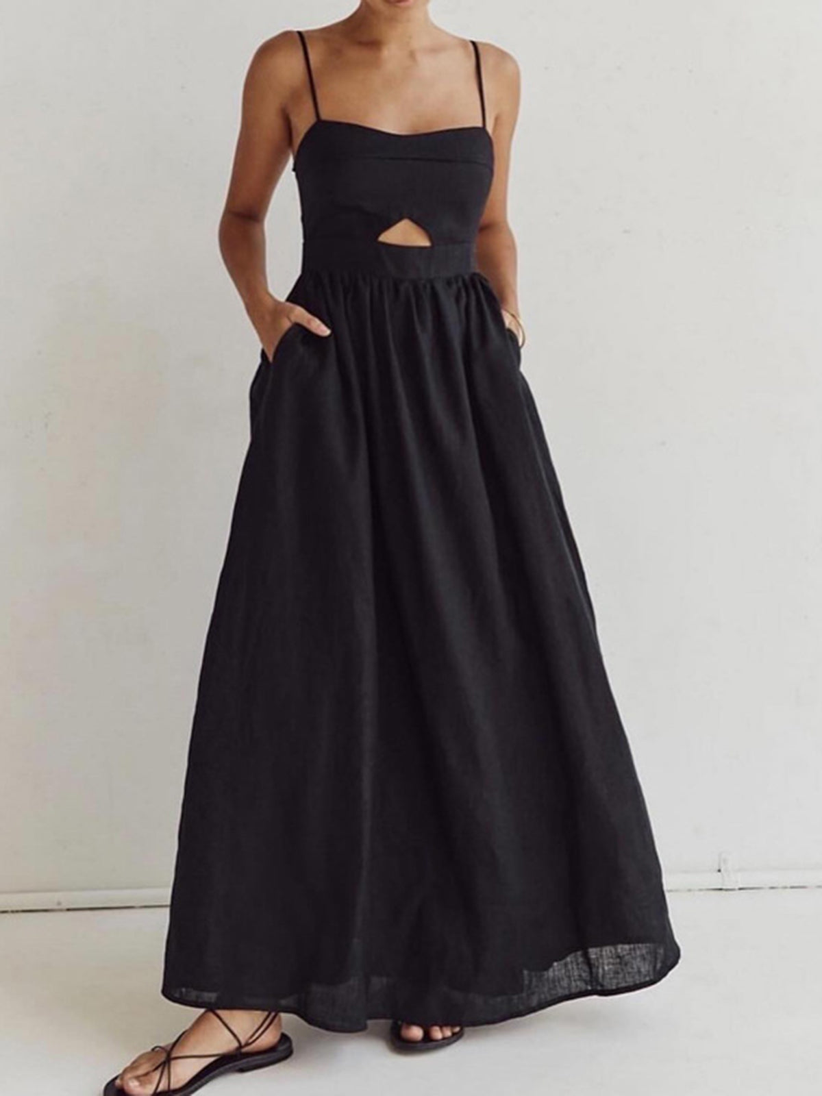 Cora Women's Summer Dress | 100% Cotton, Sleeveless Maxi with Pockets