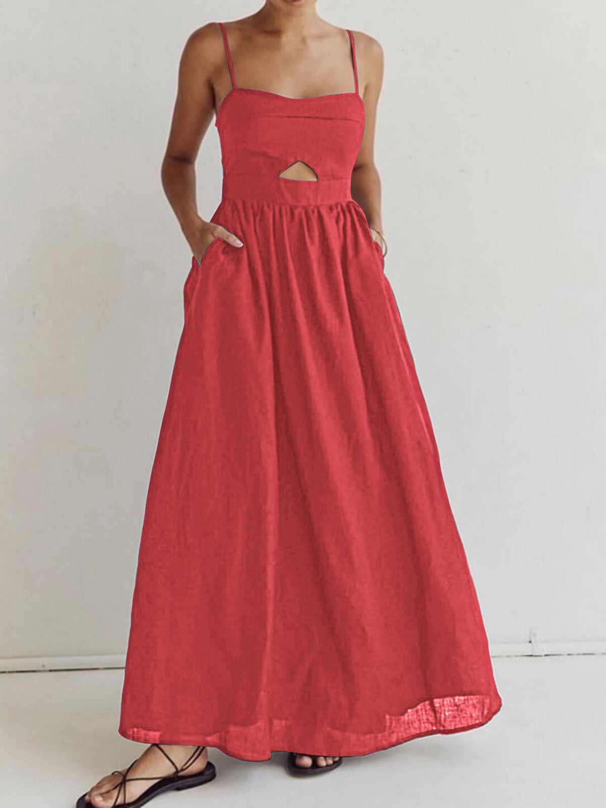Cora Women's Summer Dress | 100% Cotton, Sleeveless Maxi with Pockets