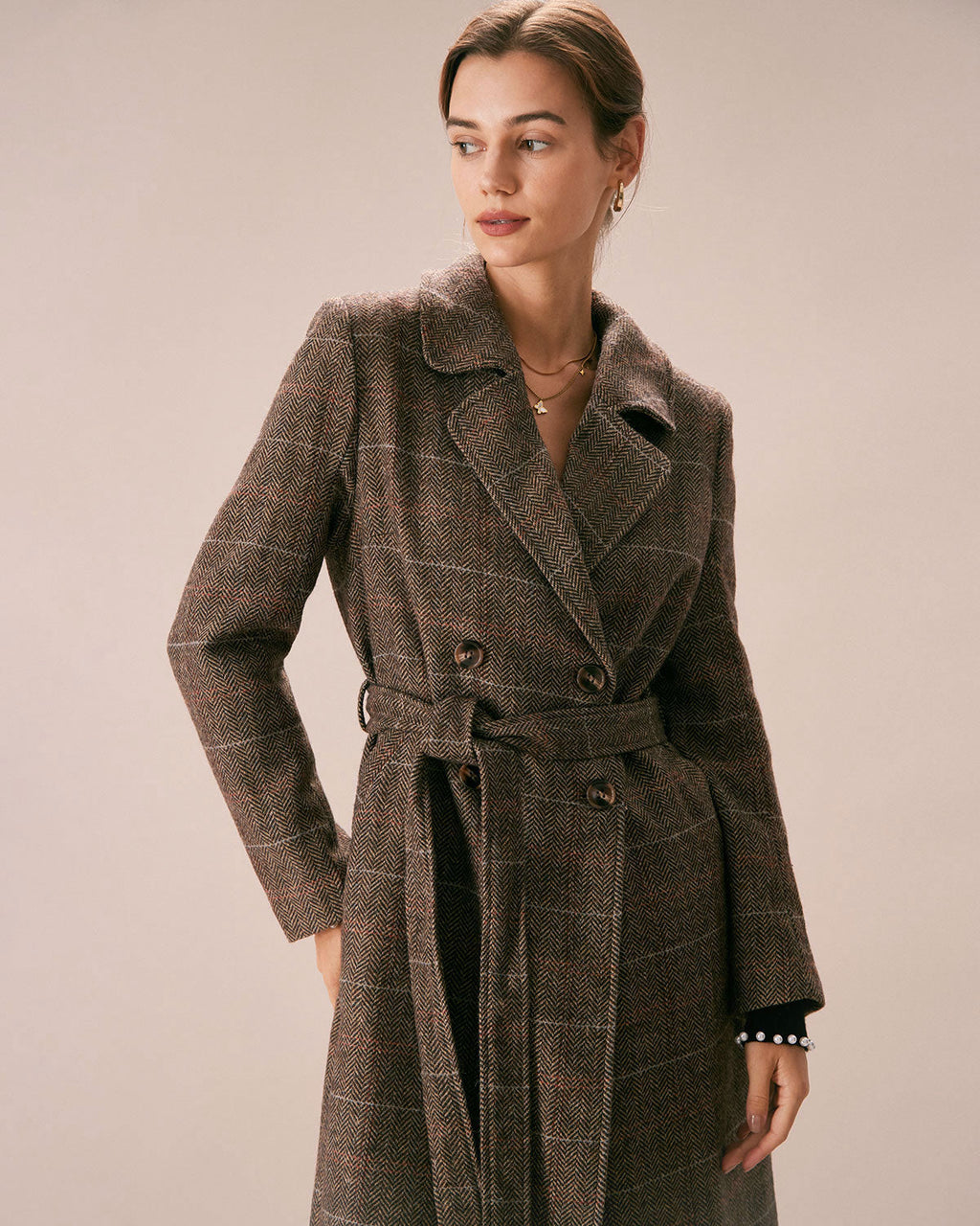 Cora Women's Trench Coat | Double-Breasted Polyester, Belted Waist