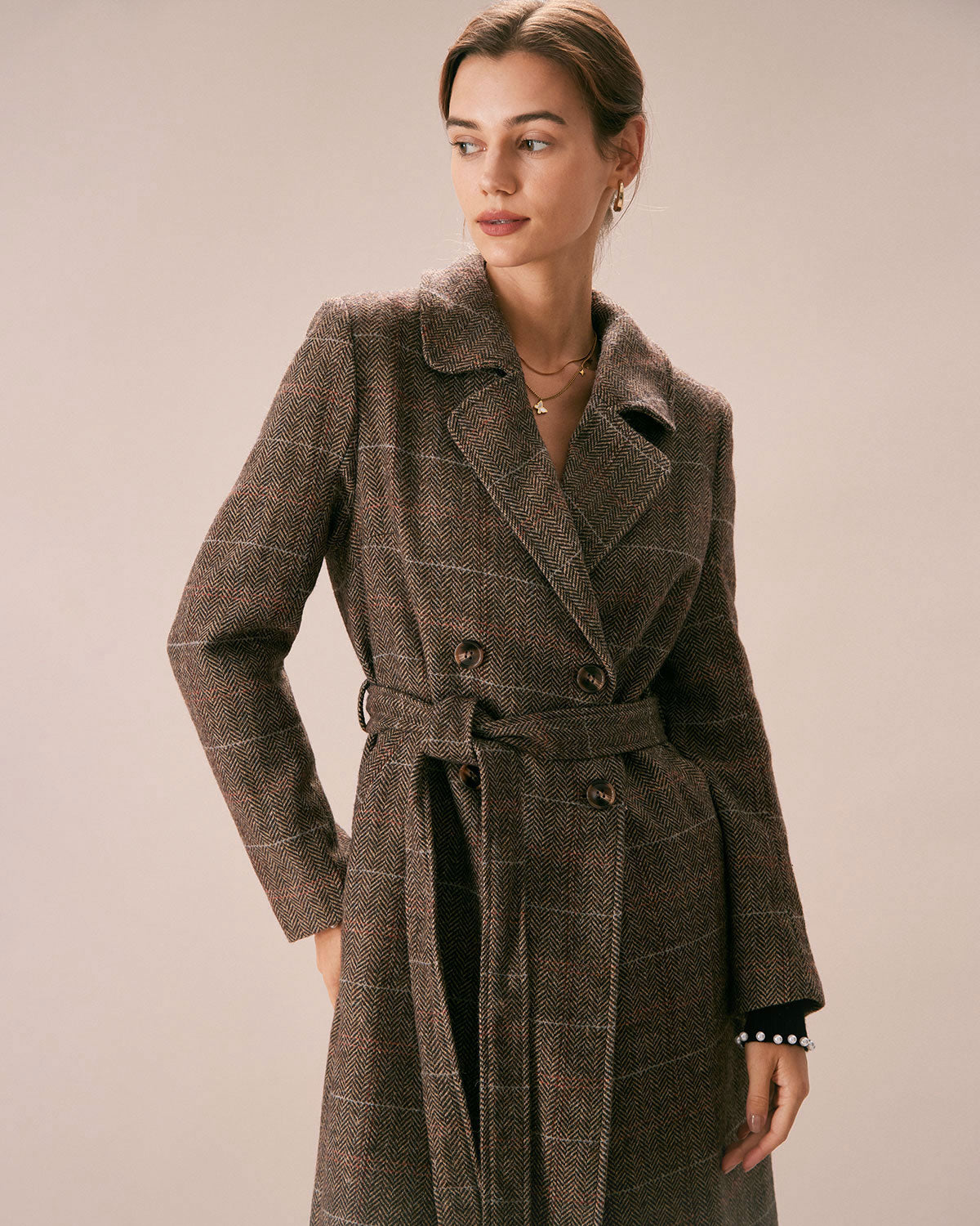 Cora Women's Trench Coat | Double-Breasted Polyester, Belted Waist