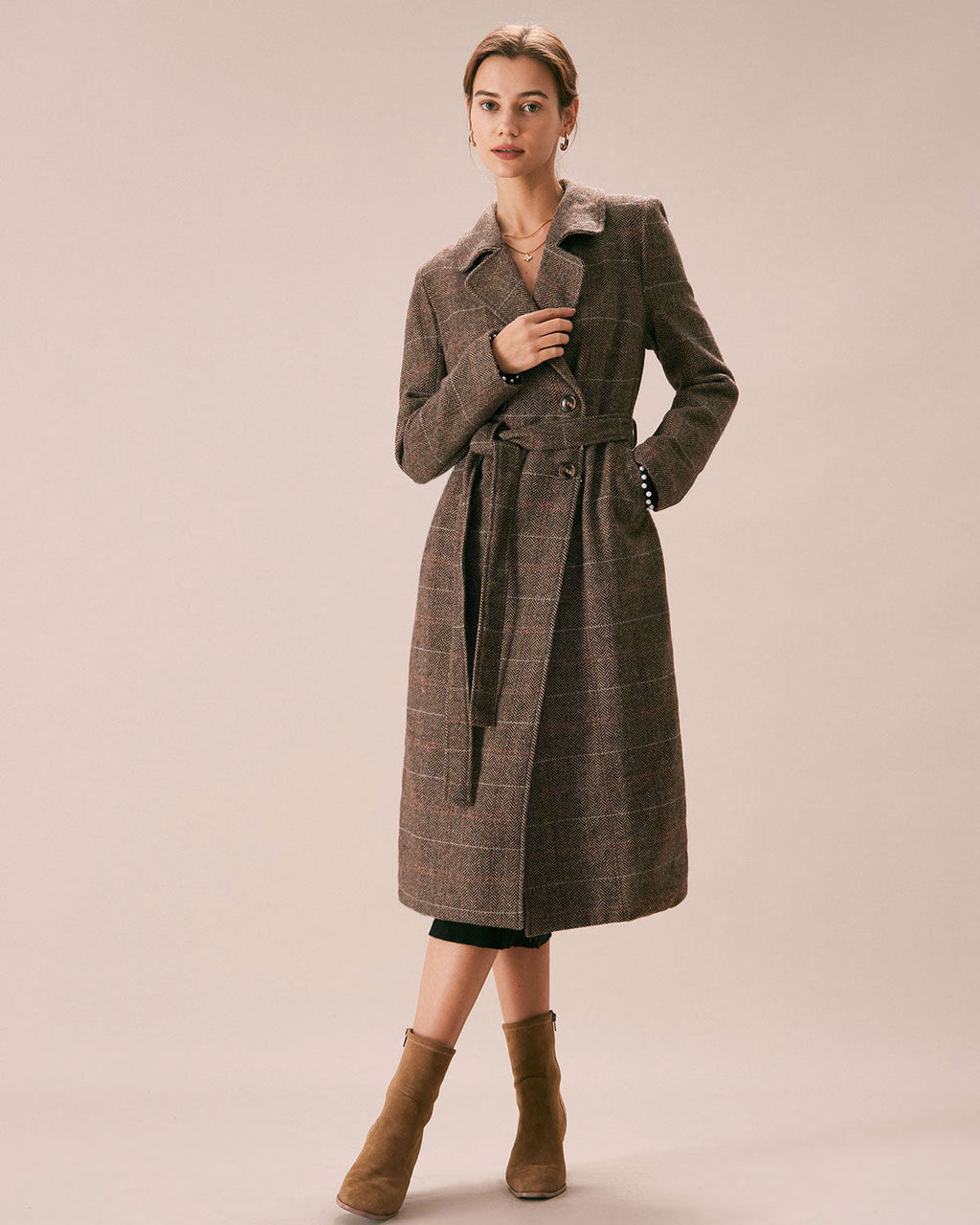 Cora Women's Trench Coat | Double-Breasted Polyester, Belted Waist