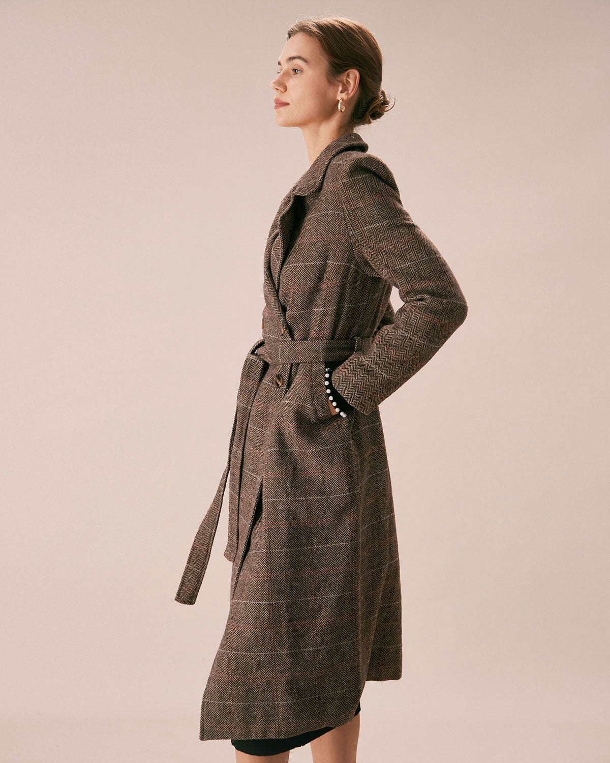 Cora Women's Trench Coat | Double-Breasted Polyester, Belted Waist