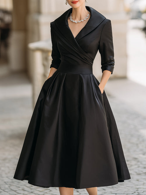 Elara Women's Midi Dress | Satin Fabric, Vintage-Inspired 0