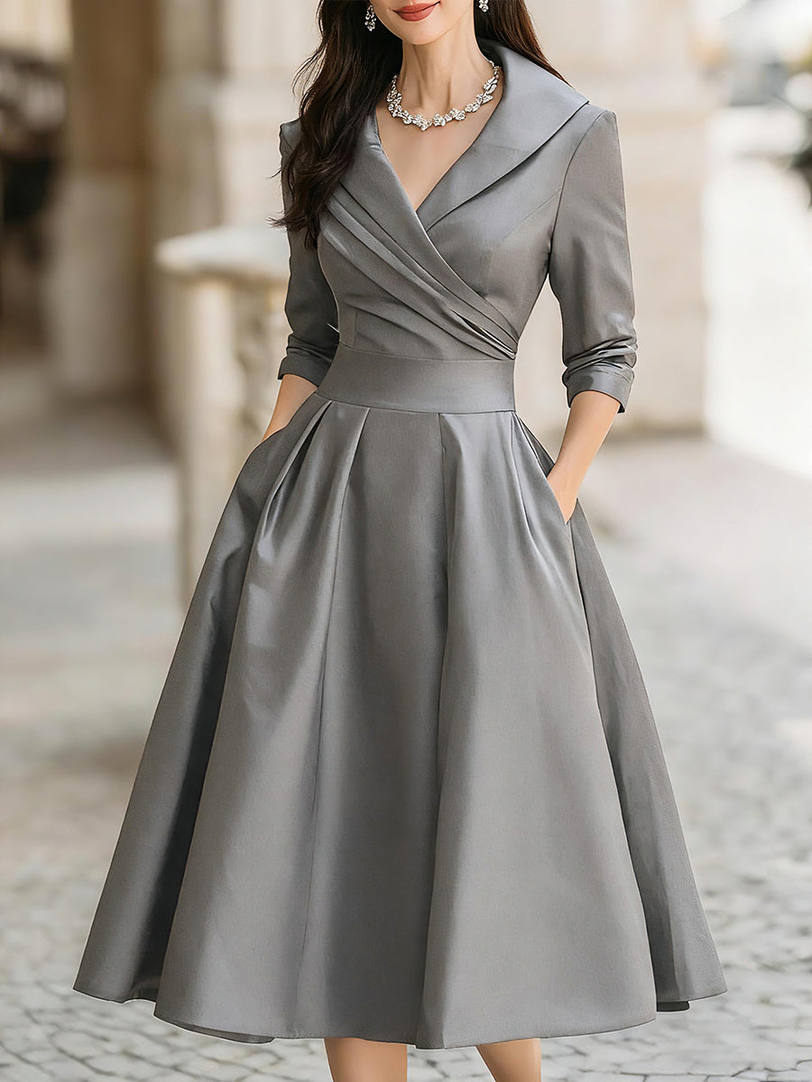 Elara Women's Midi Dress | Satin Fabric, Vintage-Inspired 10