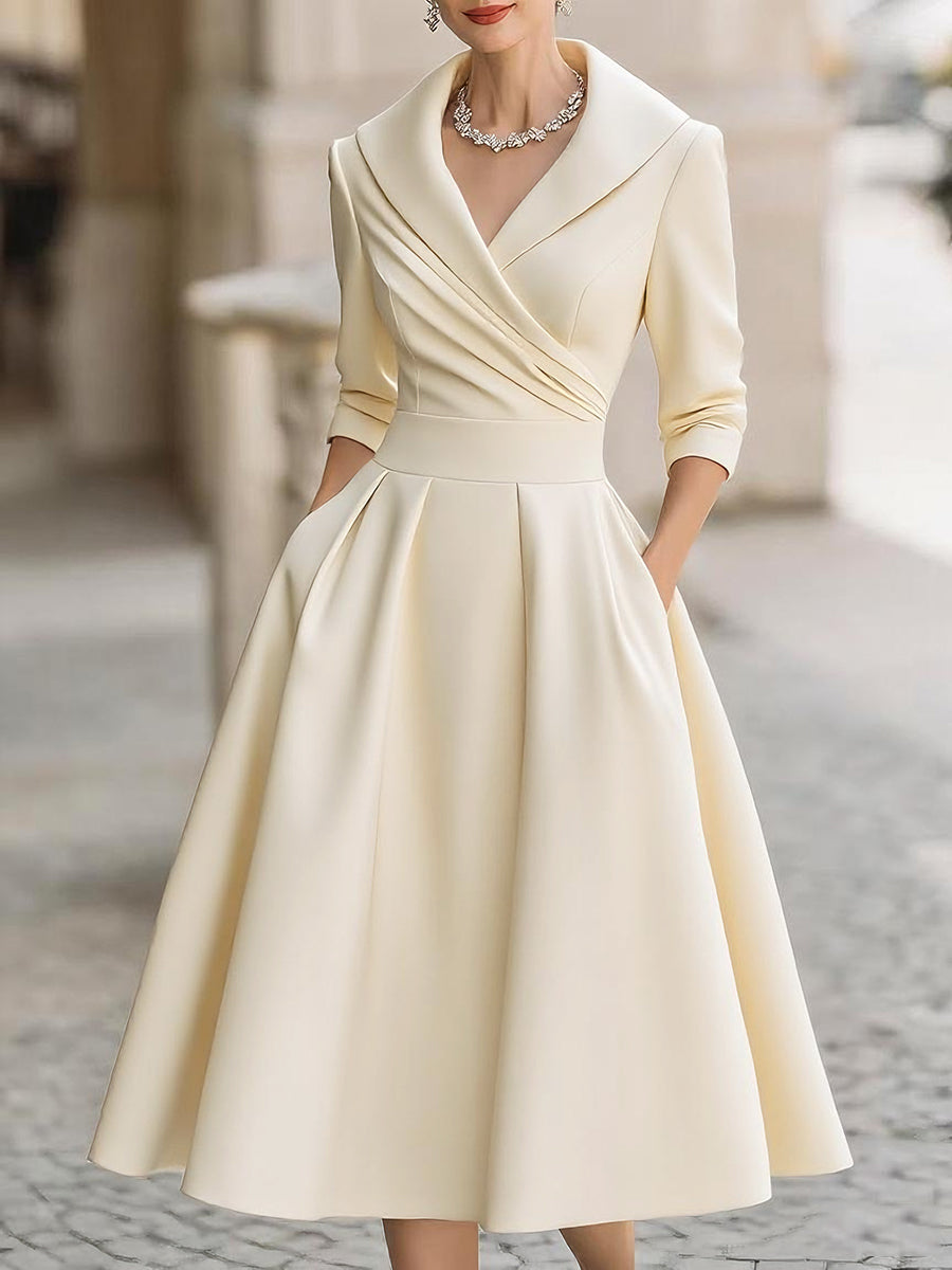 Elara Women's Midi Dress | Satin Fabric, Vintage-Inspired 11