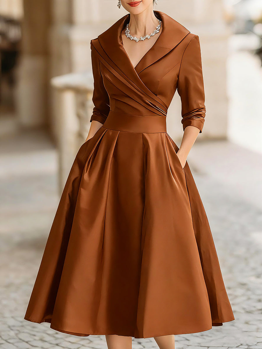 Elara Women's Midi Dress | Satin Fabric, Vintage-Inspired 12