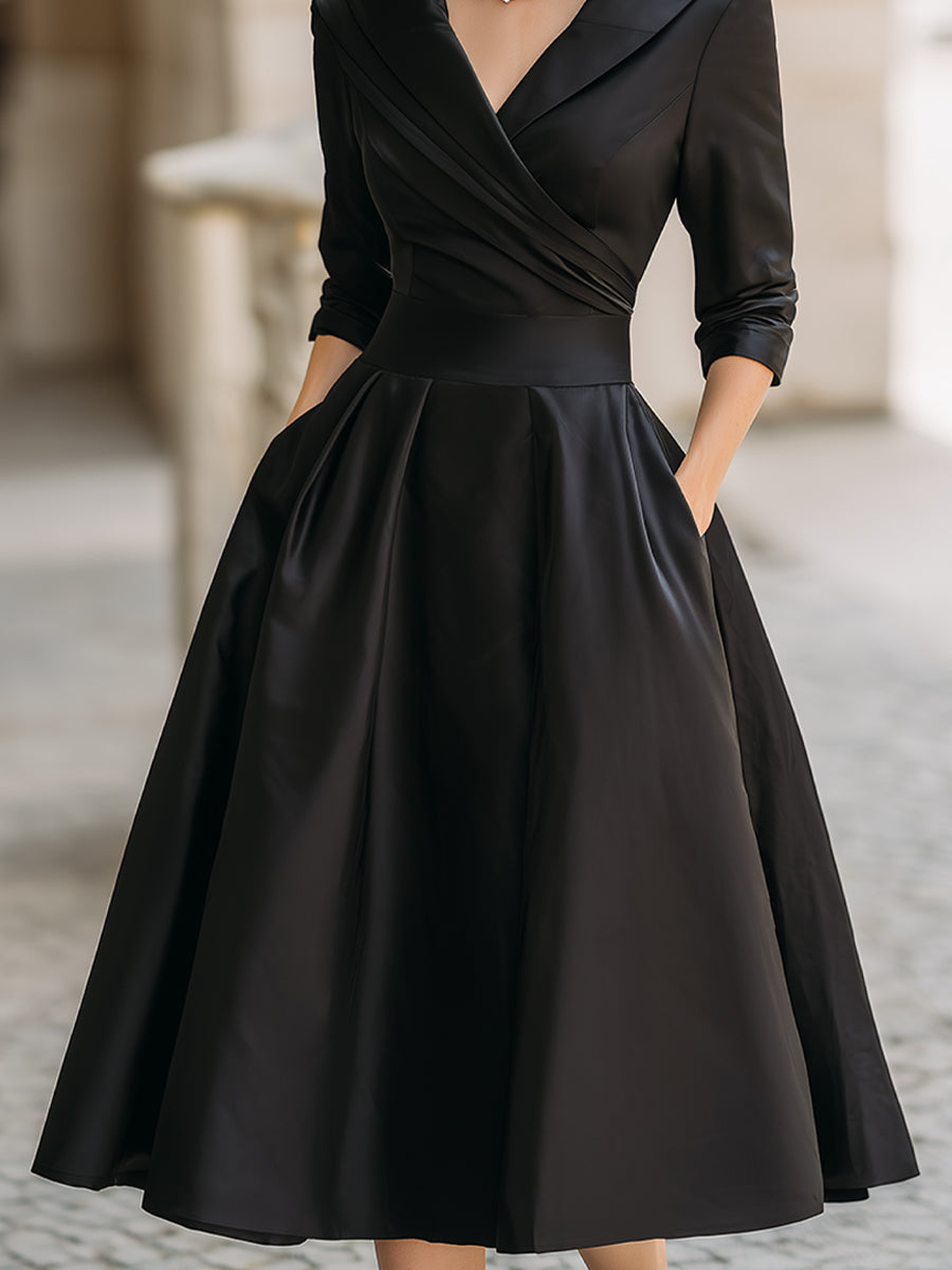 Elara Women's Midi Dress | Satin Fabric, Vintage-Inspired 2