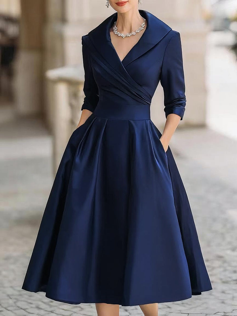 Elara Women's Midi Dress | Satin Fabric, Vintage-Inspired 4
