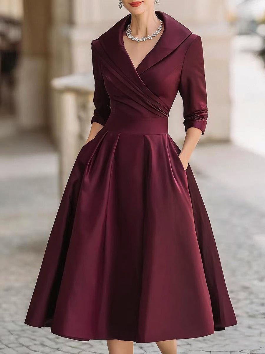 Elara Women's Midi Dress | Satin Fabric, Vintage-Inspired 8