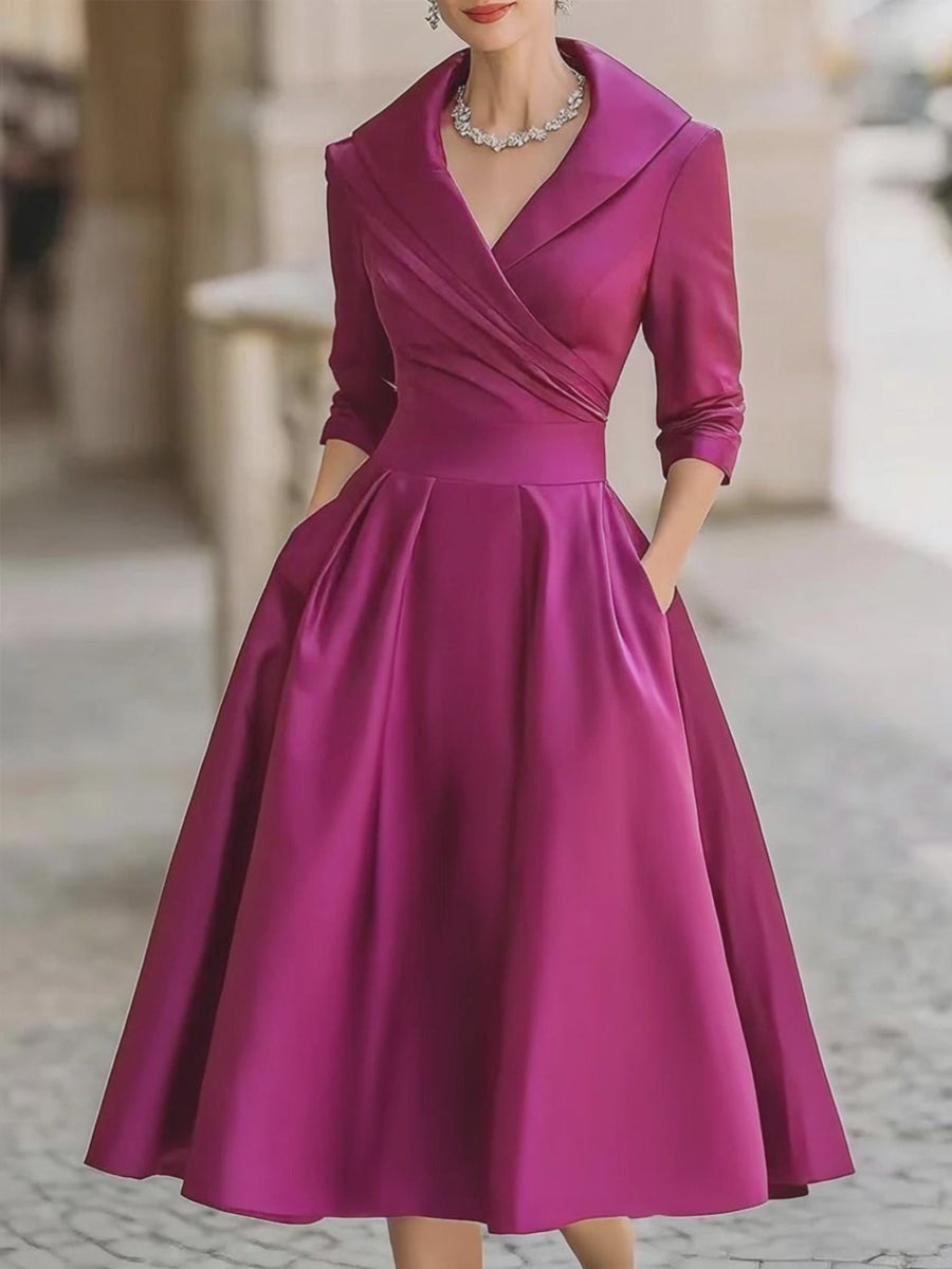 Elara Women's Midi Dress | Satin Fabric, Vintage-Inspired 9