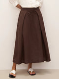 Eloise Women's Midi Skirt | 100% Linen, Adjustable Fit