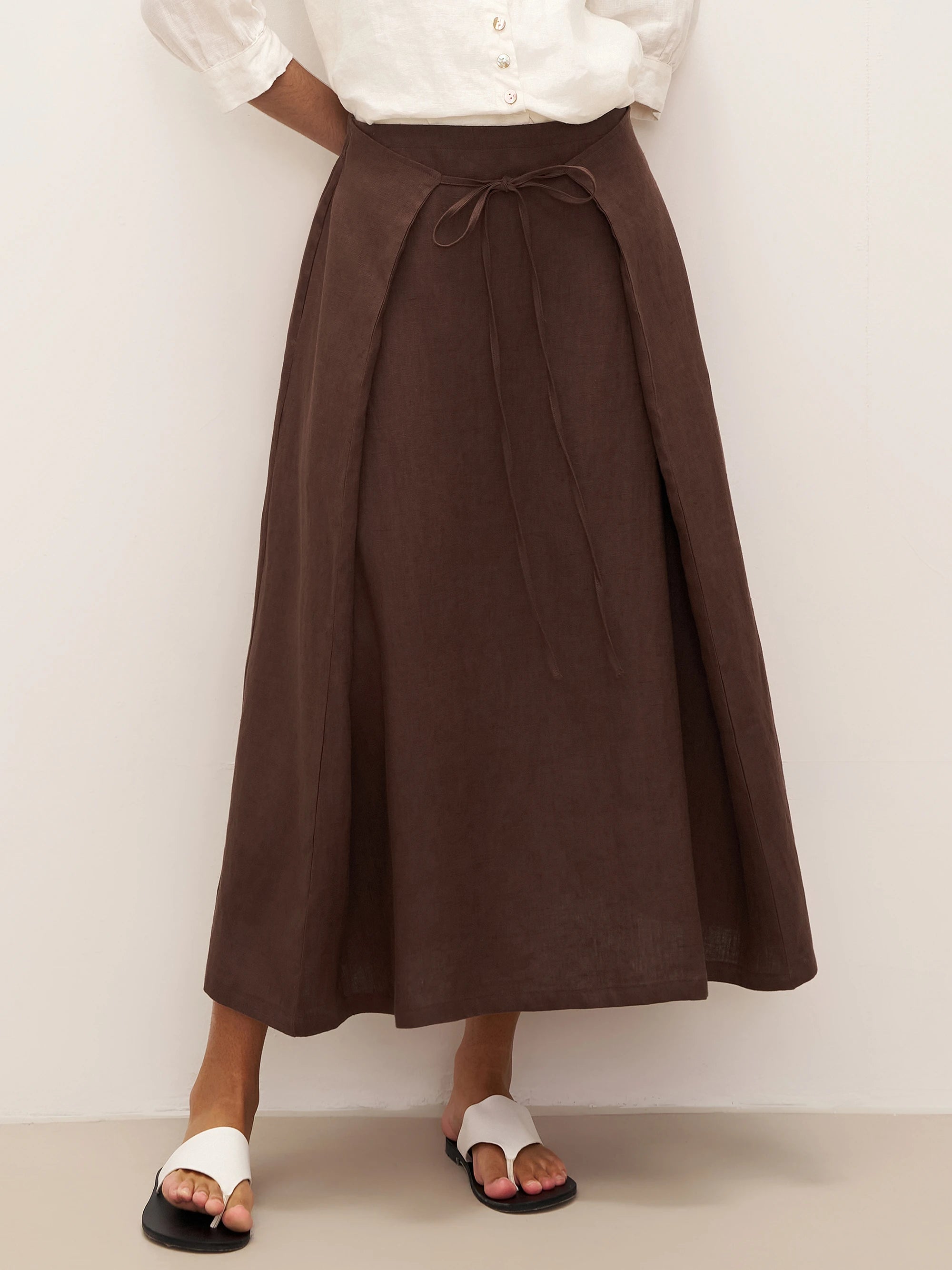Eloise Women's Midi Skirt | 100% Linen, Adjustable Fit