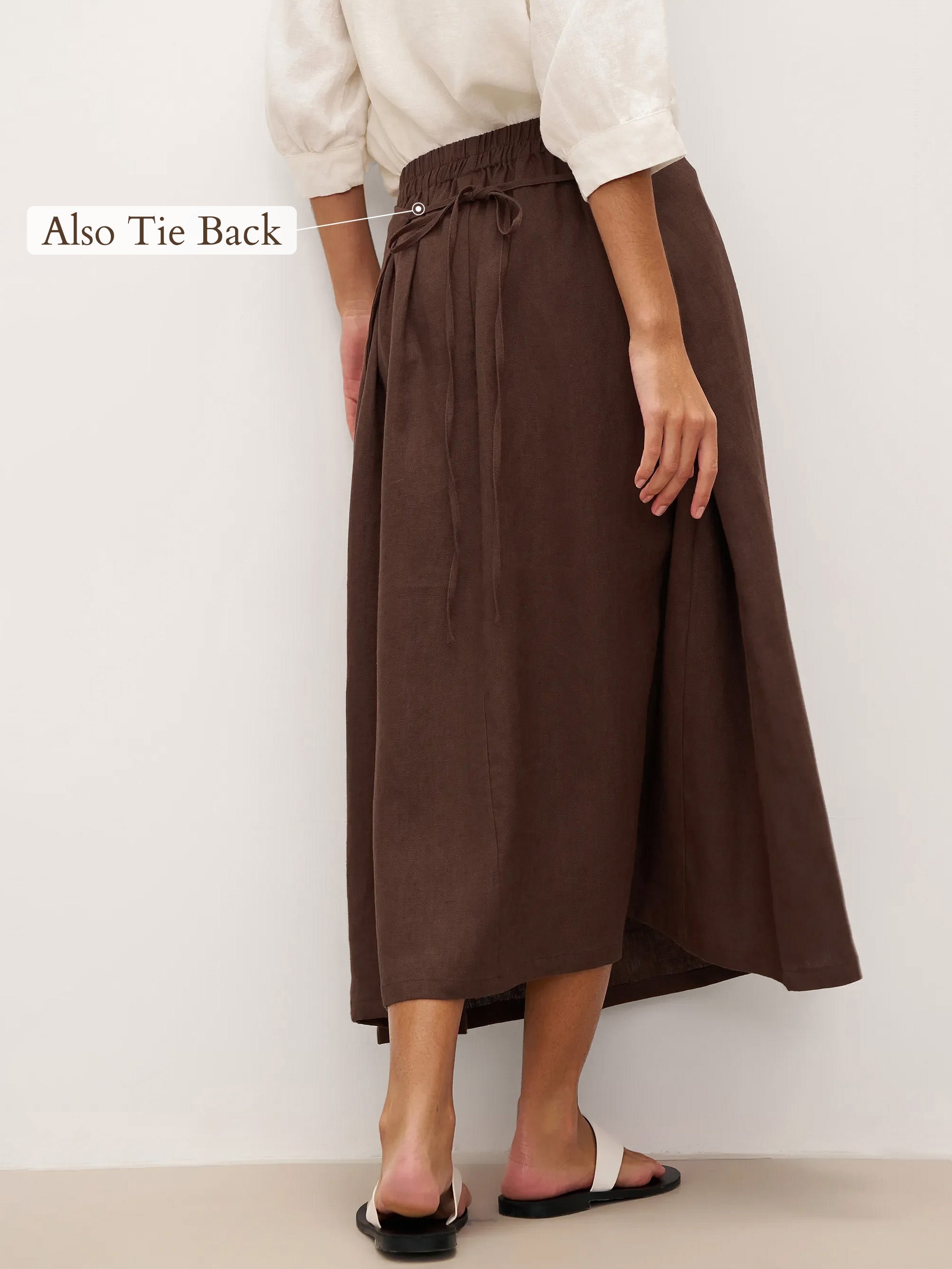 Eloise Women's Midi Skirt | 100% Linen, Adjustable Fit