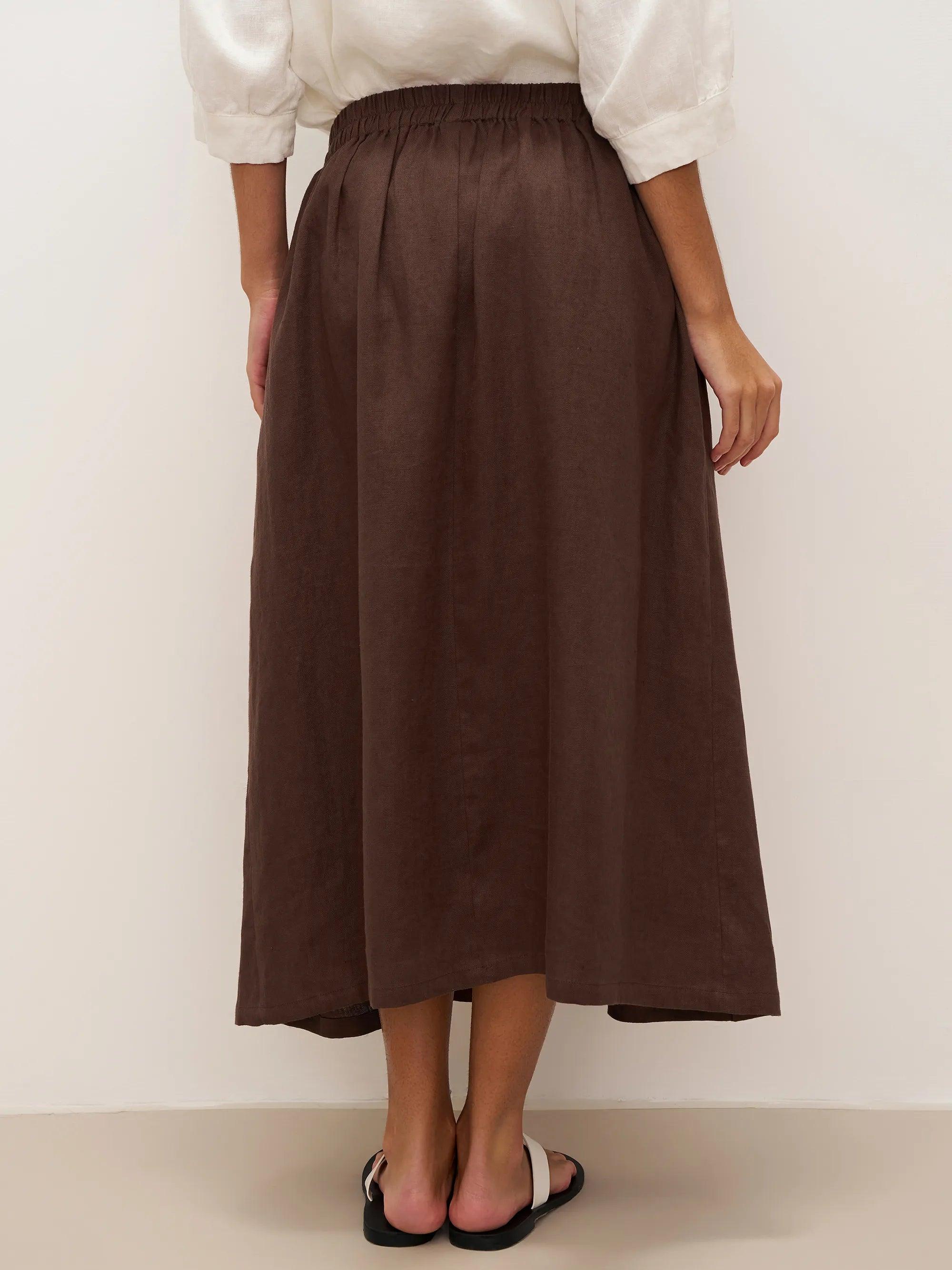 Eloise Women's Midi Skirt | 100% Linen, Adjustable Fit