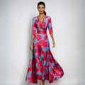 Elysia Women's Maxi Dress | Printed V-Neck, A-Line Silhouette 0