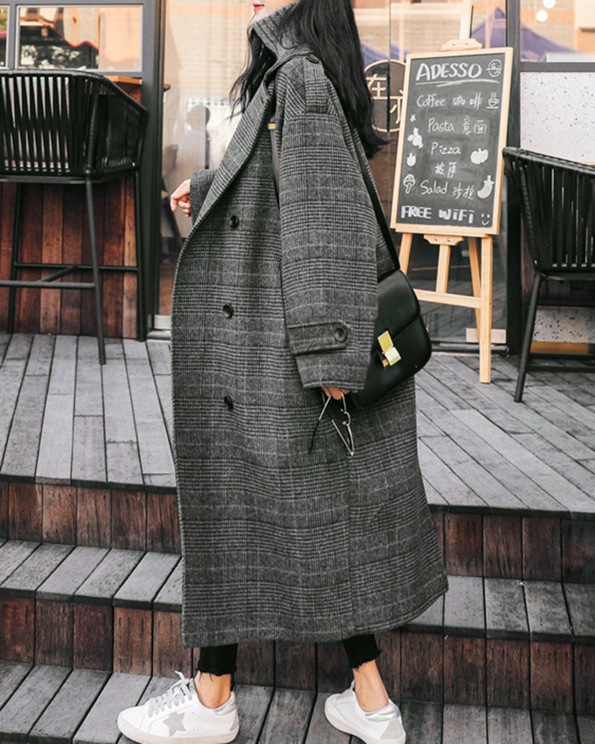Gavin Men's Trench Coat | Grey Plaid, Long Length