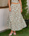 Giselle Women's Midi Skirt | Floral Print, Lace Detail, A-Line