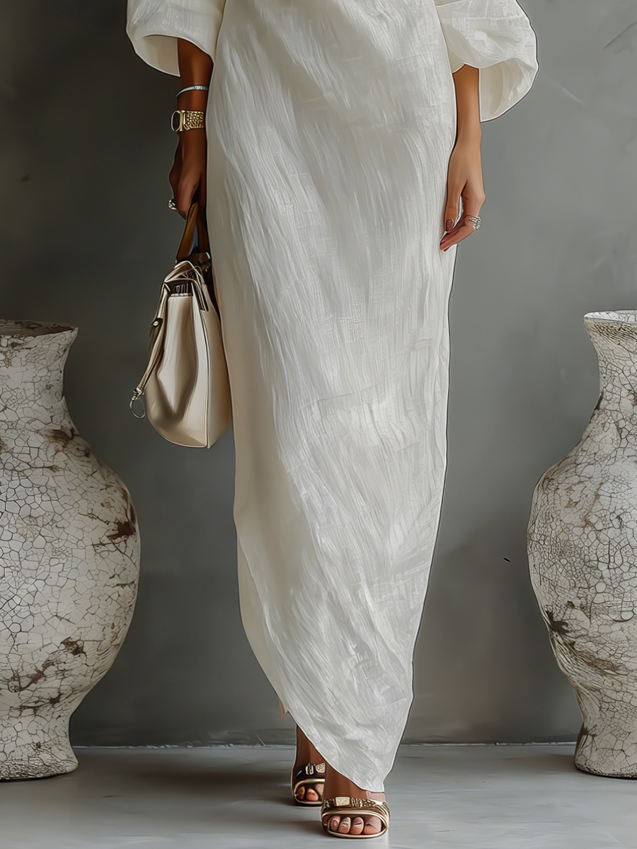 Ivy Women's Maxi Dress | Organic Cotton-Linen Blend, One-Shoulder 6