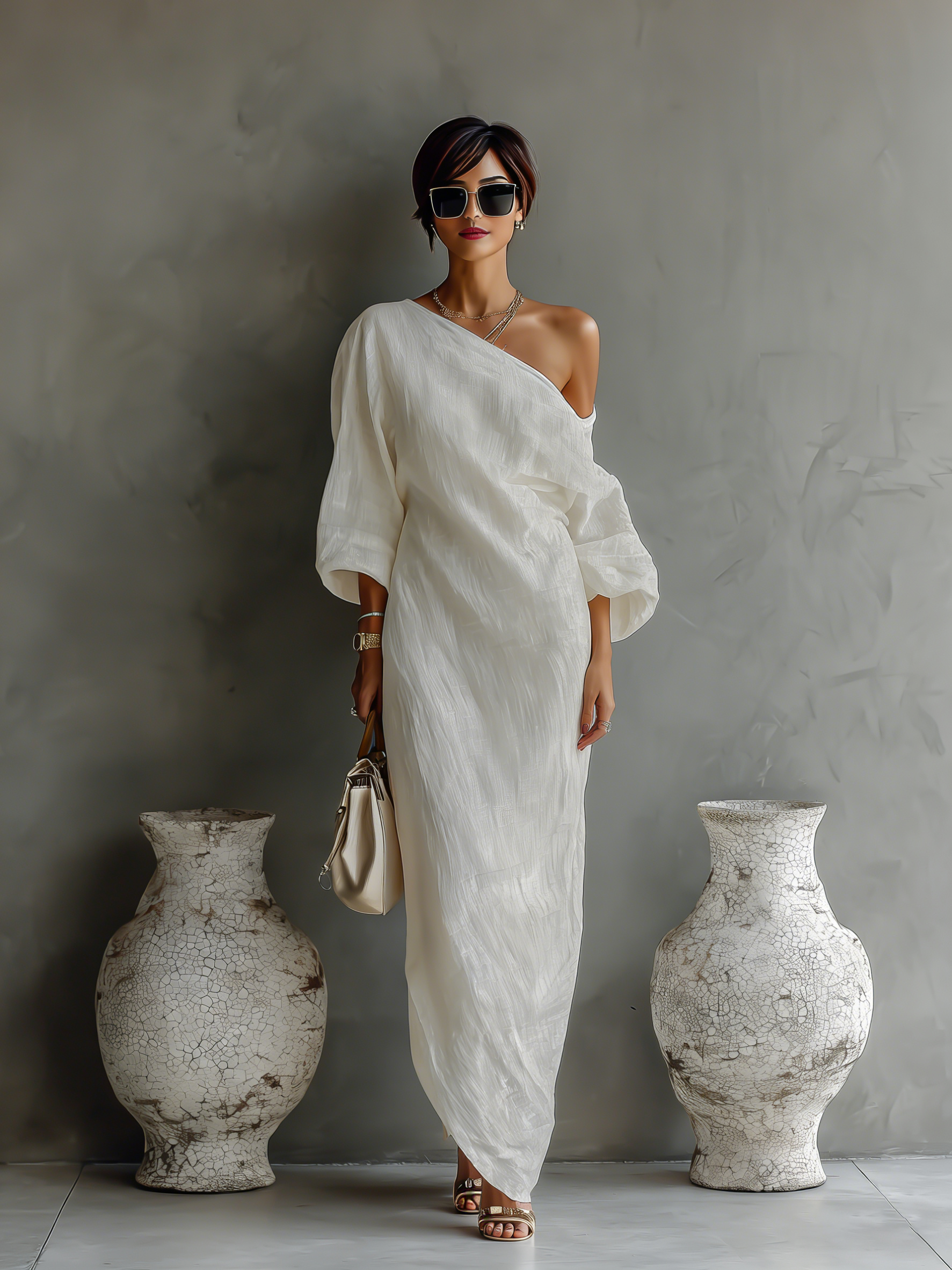 Ivy Women's Maxi Dress | Organic Cotton-Linen Blend, One-Shoulder 7