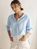 Jasmine Women's Top | 100% Linen, Relaxed Fit, Asymmetrical Hem